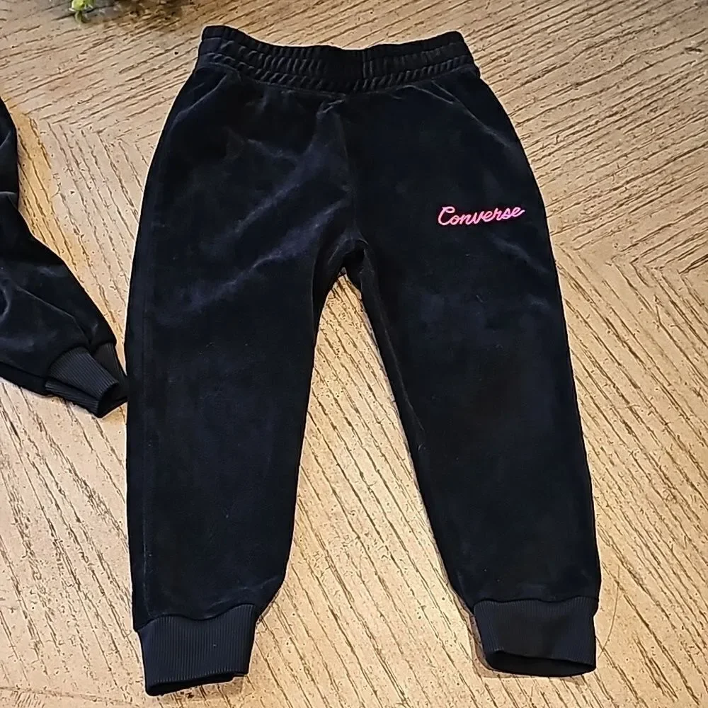 Black velvet jogger set XS size 4 Converse